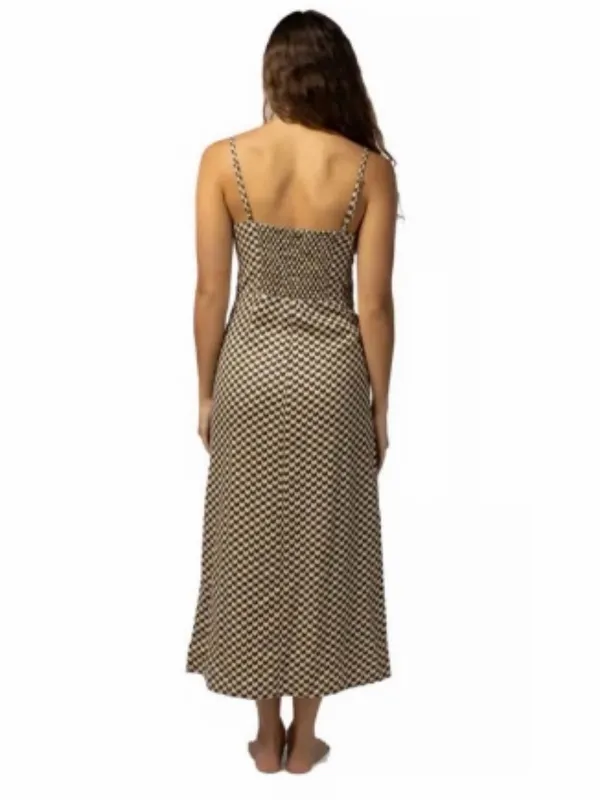 Rip Curl Isla Geo Button Front Midi Dress in Brown Yellow White‎ Size Small - Image 2