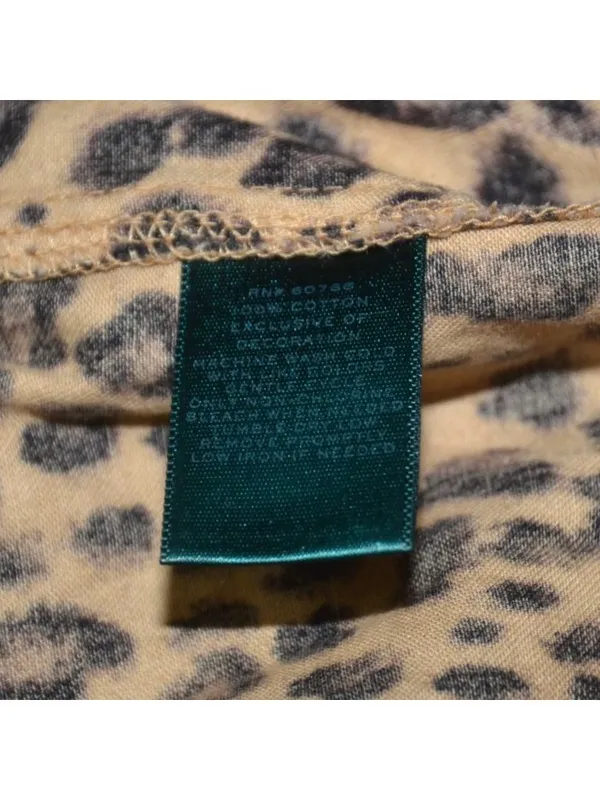 Lauren Ralph Lauren Leopard Print Night Sleep Shirt Size M Pajama 100% Cotton - Image 10