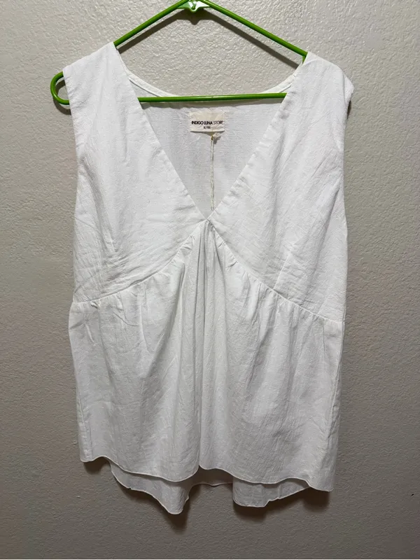 NWT Indigo Luna Mökki Top Off White XL/XXL Boho Lace-Up Slow Fashion - Image 4