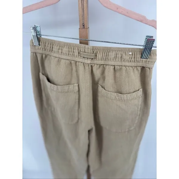 Zara Cotton Pull On Drawstring Pants Tan Straight Leg Women’s Size S - Image 9