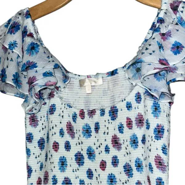 LoveShackFancy Size XS Deep Cotton Candy Blue Liberty Print Smocked Kodie Dress - Image 12