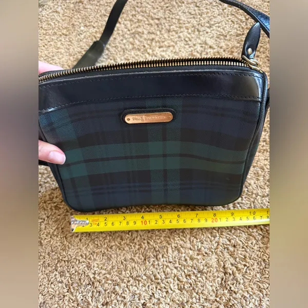 POLO RALPH‎ LAUREN Plaid Shoulder Bag Crossbody Vintage with Luggage Tag - Image 13