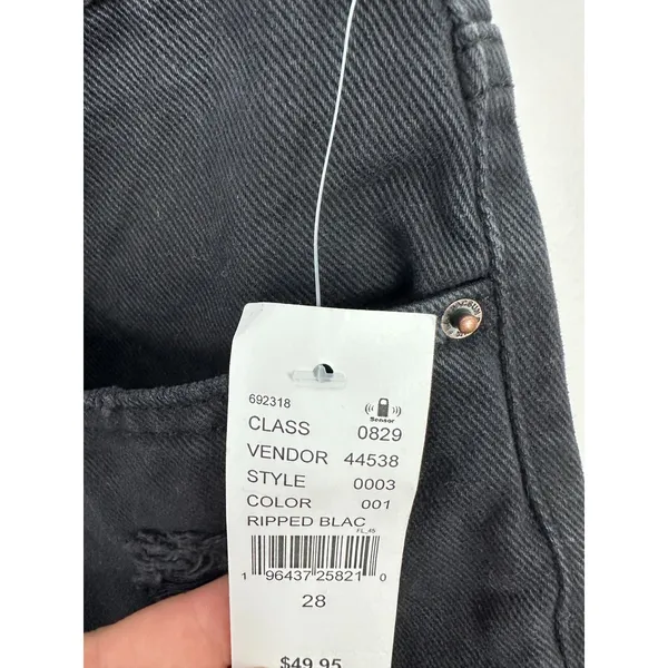 PacSun Denim Shorts 28 Black Vintage High Rise‎ Distressed Raw Hem Y2K Grunge - Image 4