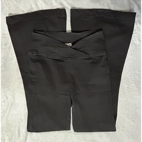 Free People We The Free Black Flare Pants Crossover V-Waist Bell Bottom Jeans 26 - Image 4