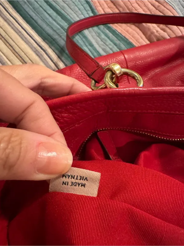 Coach Ellis Tote 33961 Red Pebbled Leather Gold Hardware - Image 2