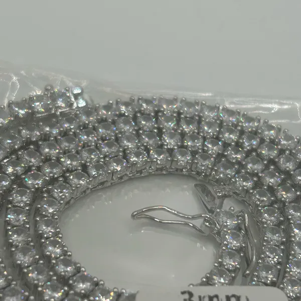 Kay Jewelers Moissanite Tennis Chain Silver 3mm 24 Inches Brand New VVS1 Necklace No Pass - Image 4