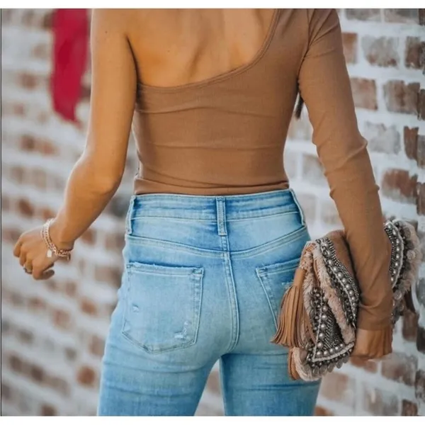 Le lis tan Ribbed one shoulder stretchy bodysuit‎ - Image 7