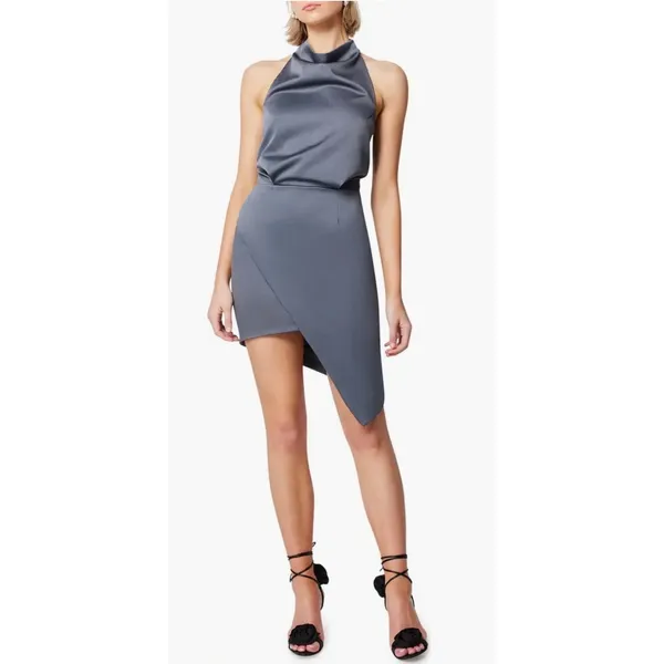 Elliatt X Revolve Camo Asymmetric Satin Cocktail Dress in Charcoal. Size XS. NWT - Image 8