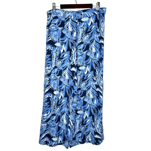 NWT Lilly Pulitzer M (8)‎ Avery Crop Palazzo Pants High Tide Beach Resort $118 - Image 2
