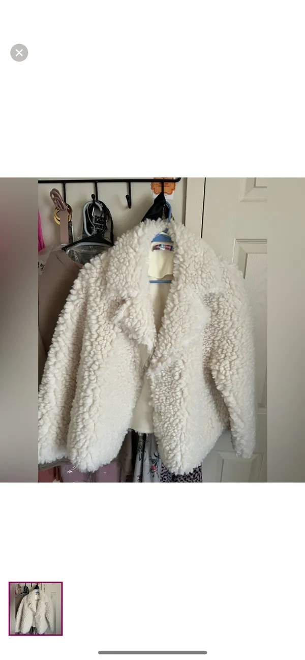 Urban Outfitters White Cream Poppy Oversized Sherpa Fluffy Jacket Coat - Image 5