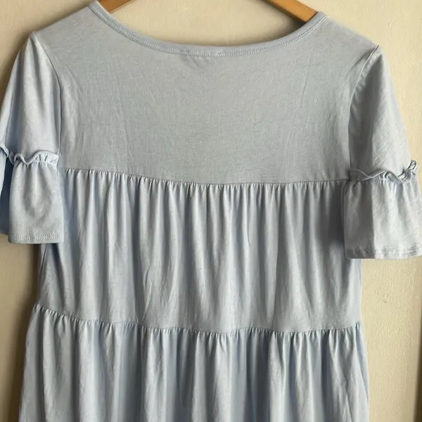 J.Crew Broken-in Jersey Tiered Mini Dress Light Blue - Image 11