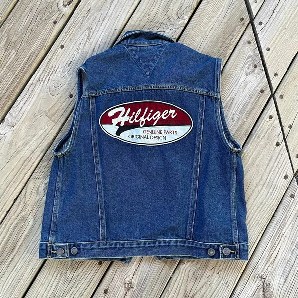 Tommy Hilfiger Women's Vintage Motorcycle Denim Vest Size M - Image 2