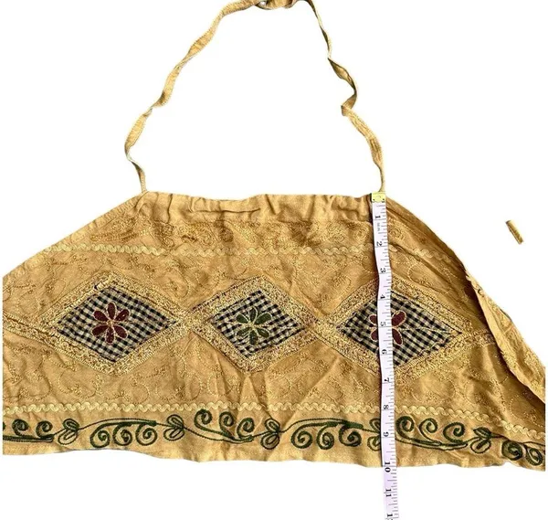 Embroidered Crop Top Wrap Skirt Set Mustard Boho Summer - Image 4