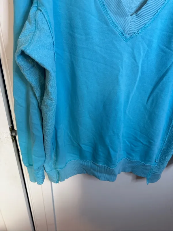 Aerie Sky Blue Oversized V-Neck Sweatshirt - Image 6