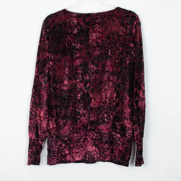 Venus‎ Womens Crushed Velvet Bell Sleeve Top Size L Red Black Dark Romantic Goth - Image 7