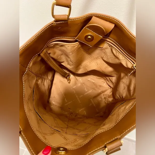 Longchamp Small Leather Tote | Brown - Image 5