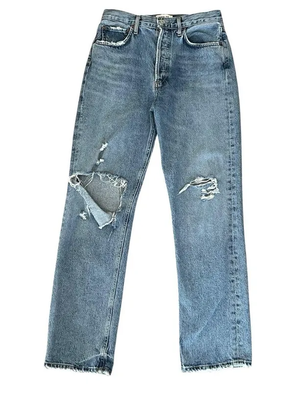 Agolde Women’s 90’s Pinch Waist Lineup Wash Distressed Straight Leg Jeans Sz 27 - Image 2
