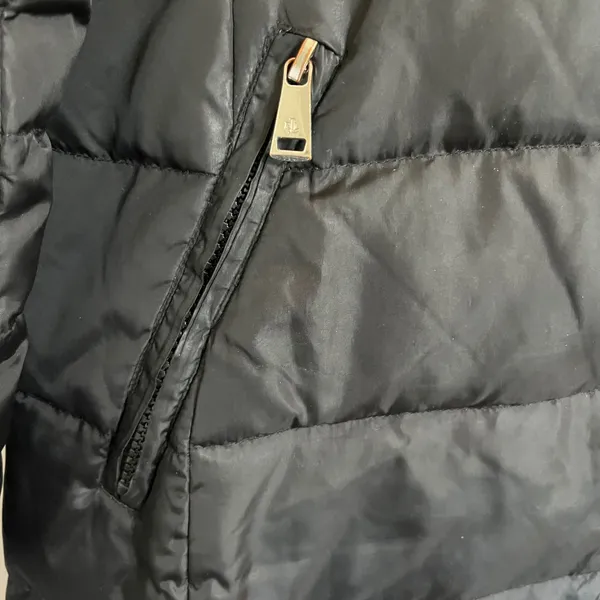 Lauren Ralph Lauren Black Quilted Down Puffer Coat Faux‎ Fur Zip Off Hood Small - Image 4