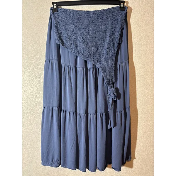 Merokeety Women's Size S One-Shoulder Sleeveless Smocked Midi Dress Blue - Image 5