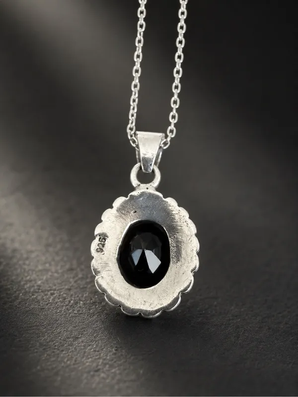 Sterling Silver Art Deco Style Quartz Marcasite Pendant /Sterling Plate Chain - Image 4