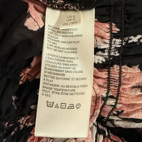 Free People Daphne Boho Blouse Top‎ Womens Size Small Black Midnight Combo Shirt - Image 5