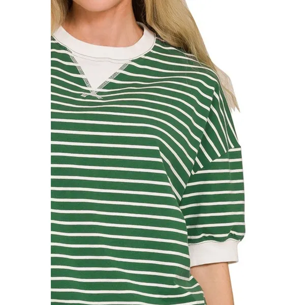 Zenana Striped Rib‎ Banded Sweatshirt - Small - Image 3