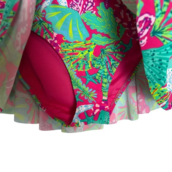 Stella Parker Pink Green Starfish Print 2 Piece Halter Swim Skirt Bikini Set M - Image 10