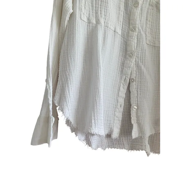 Urban Outfitters Gauzy Button Down Top White Size Medium - Image 5
