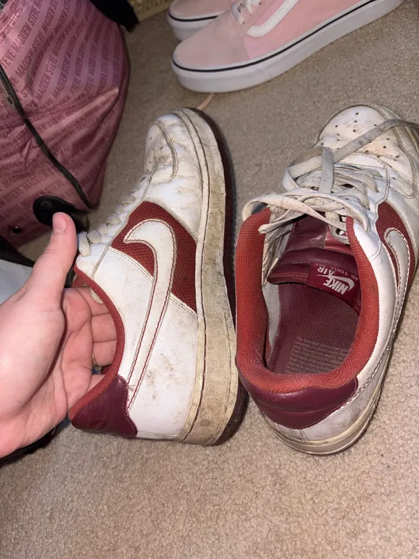 Vintage Nike Low Top Sneakers in White and Red - Image 4