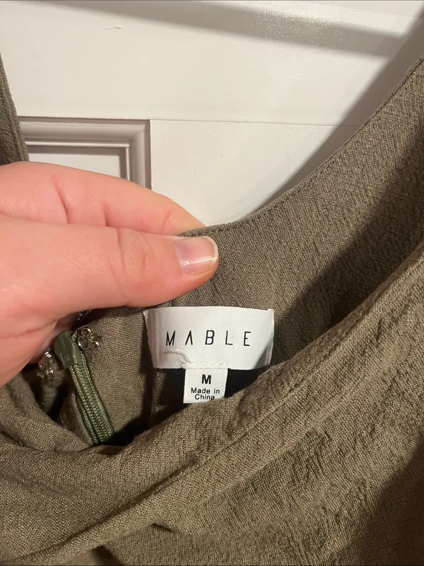 MABLE Cotton Open Front Twist Midi Dress In Olive Size Medium - Image 5