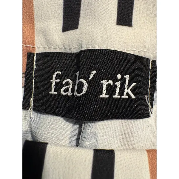 fab'rik Wide Leg Pants White Black Brown Geometric Stripe Designer Chic Small - Image 6