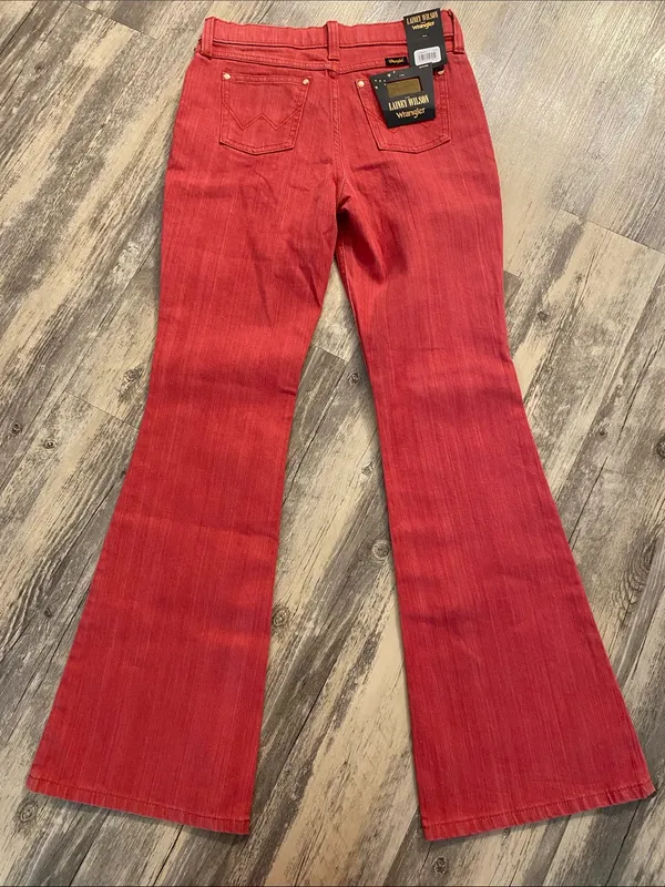 NWT Wrangler x Lainey Wilson Bootcut Flare Western Cowgirl Jeans Red W27 x L31 - Image 11