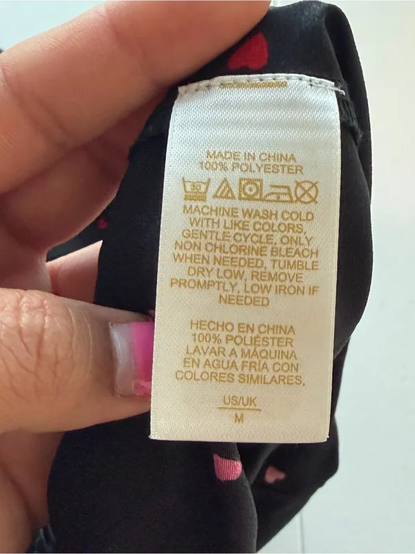 kate spade Black Pajama pants with Pink Heart Print - Image 3