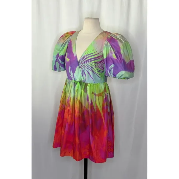 NWT!! Anthropologie Plenty by TRACY REESE Tie Dye Puff Sleeve Dress X-Small - Image 5