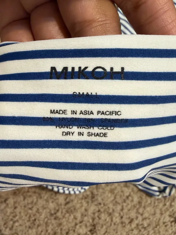 Mikoh Navy and White Striped Women’s One-Piece Bikini Small - Image 4