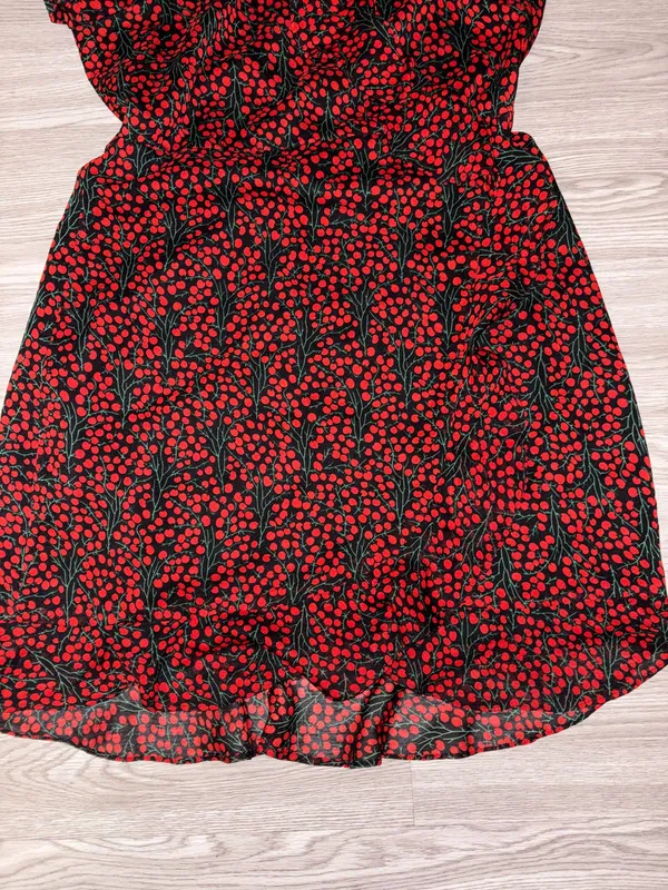 Bardot Black with Red Ditsy Mini Dress - Image 4