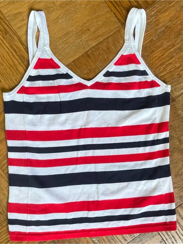 Knit Tank Top Size Large ~ Red White Blue Stripes ~ Layering - Image 4