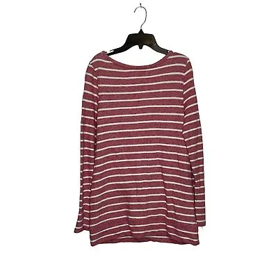 Ann Taylor Loft Womens Sweatshirt Size Medium Red With‎ White Stripes Pockets - Image 5