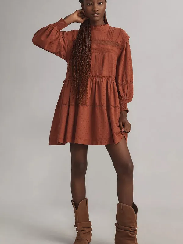 Anthropologie‎ Pilcro Long Sleeve Mock Neck Swing Mini Dress Womens Size XS - Image 3