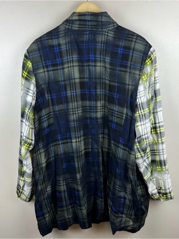 BP + Wildfang Plaid One Button Blazer Blue Size M - Image 4