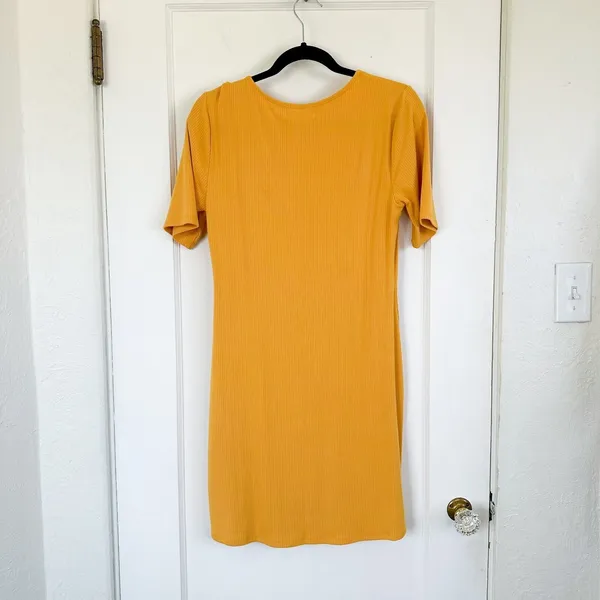 Abercrombie | NWT Triple‎ Keyhole Knit Mini Dress in Yellow Size Large - Image 5