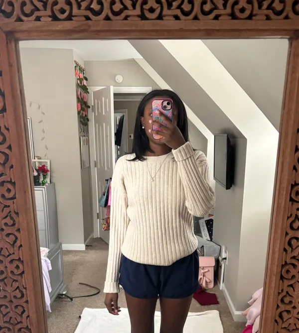 Cotton cashmere cream sweater - Image 3