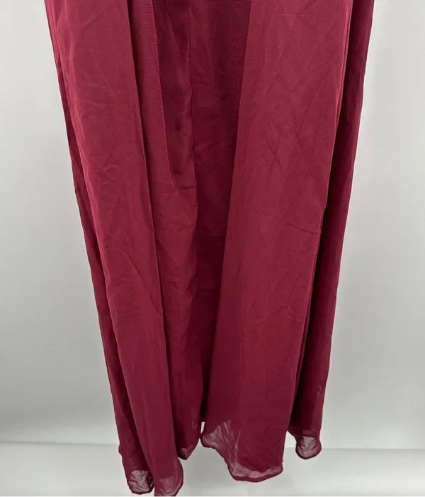 Birdy Grey Doris Chiffon Ruffle Sleeveless Bridesmaid Dress in Cabernet Sz S NEW - Image 8