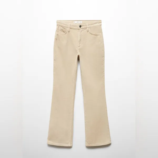 Mango Cream-Colored cropped flared Corduroy Jeans‎ - Image 2