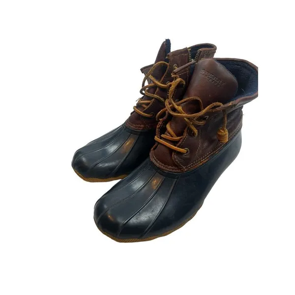 Sperry Top Sider Womens Navy Brown STS91175 Saltwater Duck Boots Size 6 waterpro - Image 7