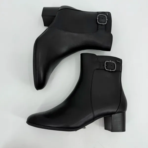 Clarks Boots Women 8 M Black Leather Linnae Up Waterproof Side Zip Ankle Bootie - Image 7