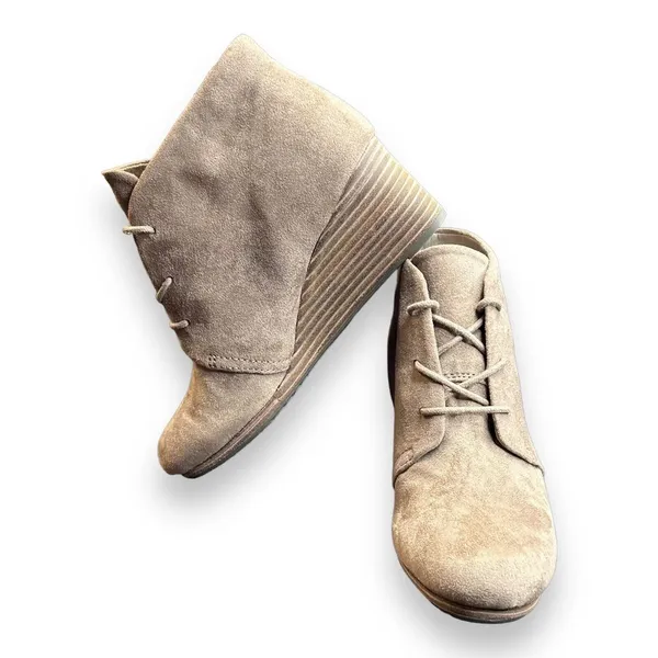 Dr‎ Scholls Boots Womens 7 M Dakota Casual Lace Up Wedge Ankle Bootie Biege - Image 5