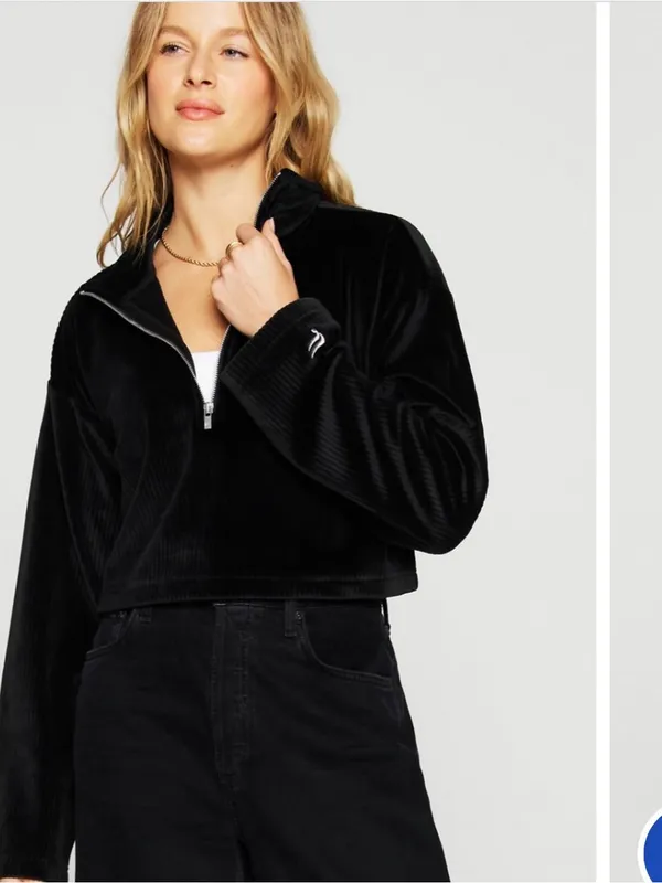 Fabletics Size Medium Black Plush Rib Half Zip Sweatshirt NEW - Image 2