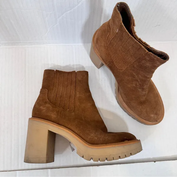 Dolce Vita Tan Suede Leather Platform Castor Ankle Boots Women’s 6.5 Chukka - Image 11