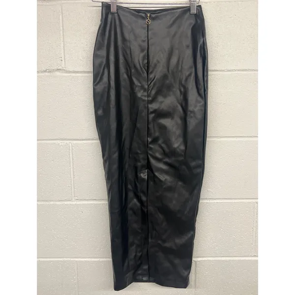 NWT Nookie Sz XS Drama Black Faux Leather High Waist Sexy Cocktail Midi Skirt - Image 4